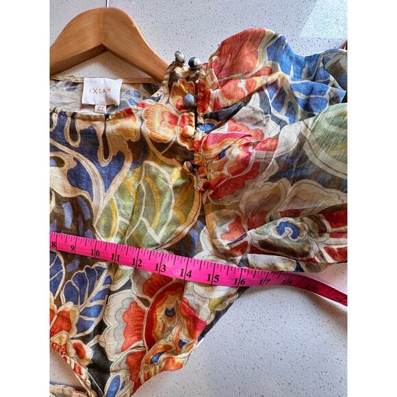 IXIAH Casablanca Midi Silk Linen Floral Dress Women's Size 4 STUNNING! NWOT! - Picture 6 of 11